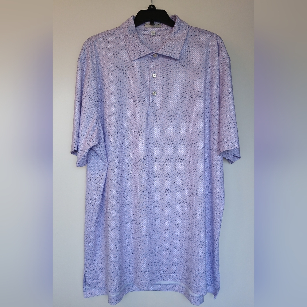 Peter Millar Summer Comfort Men's Polo Shirt Purple Pink Size Large